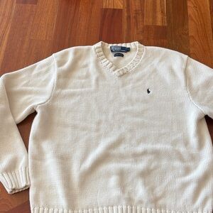 Polo by Ralph Lauren V-Neck Sweater in Cream